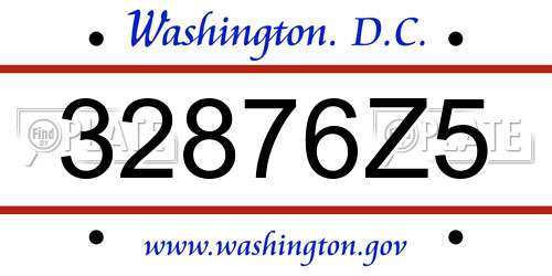 32876Z5 District Of Columbia License Plate
