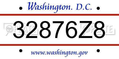 32876Z8 District Of Columbia License Plate