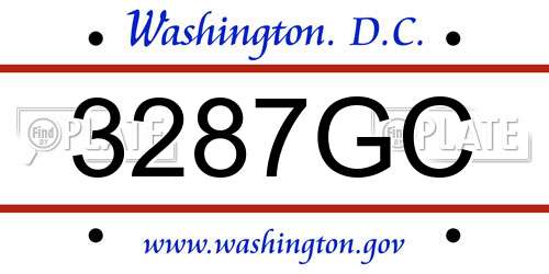 3287GC District Of Columbia License Plate