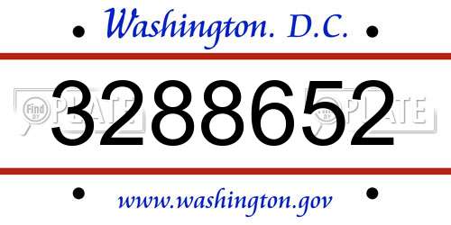 3288652 District Of Columbia License Plate