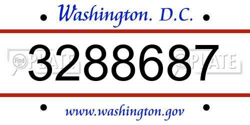 3288687 District Of Columbia License Plate