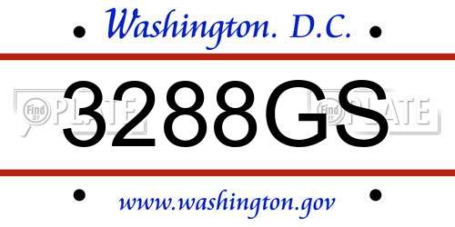 3288GS District Of Columbia License Plate