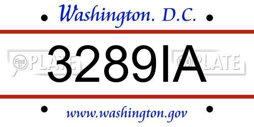 3289IA District Of Columbia License Plate