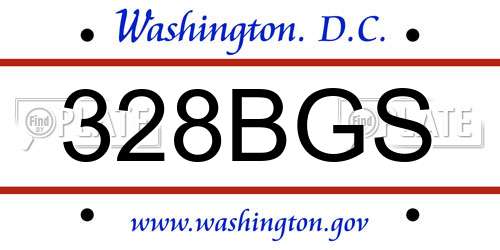 328BGS District Of Columbia License Plate