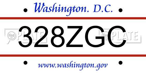 328ZGC District Of Columbia License Plate