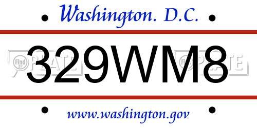 329WM8 District Of Columbia License Plate