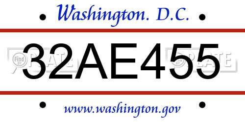 32AE455 District Of Columbia License Plate