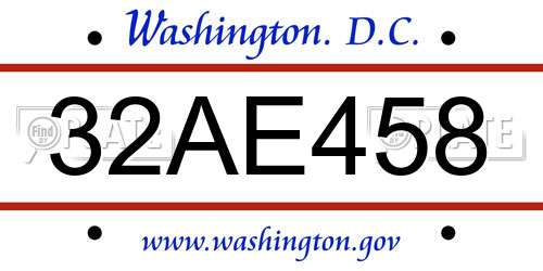 32AE458 District Of Columbia License Plate
