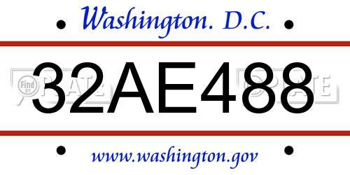 32AE488 District Of Columbia License Plate
