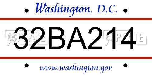 32BA214 District Of Columbia License Plate