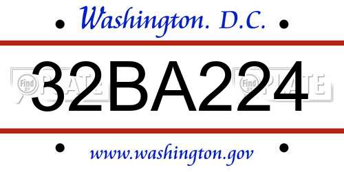 32BA224 District Of Columbia License Plate