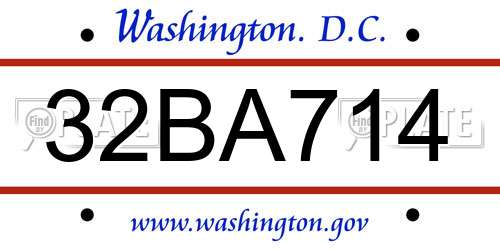 32BA714 District Of Columbia License Plate