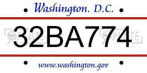 32BA774 District Of Columbia License Plate
