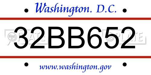 32BB652 District Of Columbia License Plate