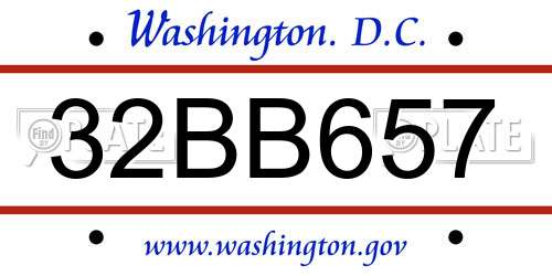 32BB657 District Of Columbia License Plate
