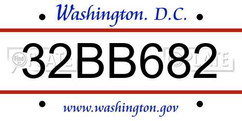 32BB682 District Of Columbia License Plate