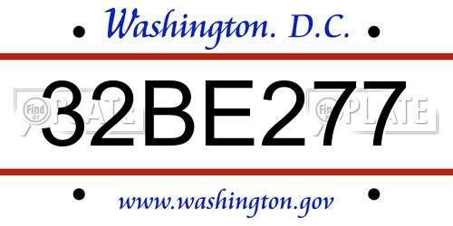 32BE277 District Of Columbia License Plate