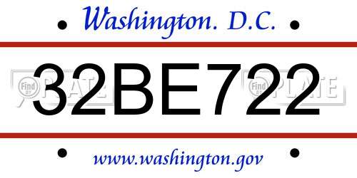 32BE722 District Of Columbia License Plate