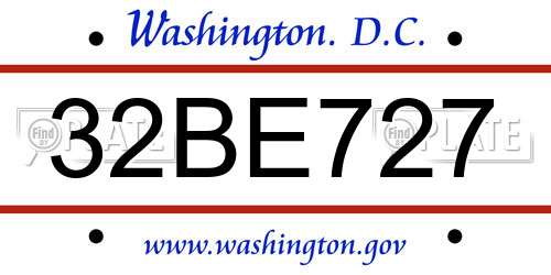 32BE727 District Of Columbia License Plate