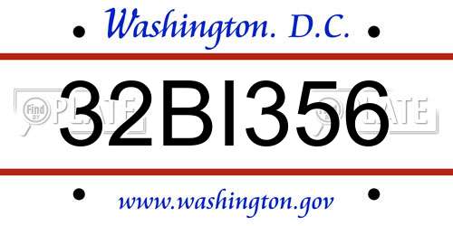 32BI356 District Of Columbia License Plate