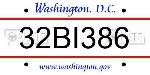 32BI386 District Of Columbia License Plate