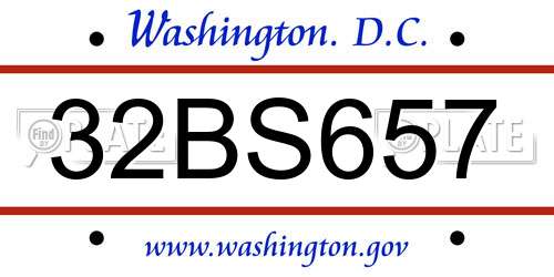 32BS657 District Of Columbia License Plate