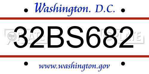 32BS682 District Of Columbia License Plate