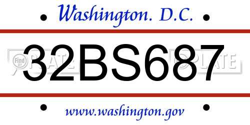 32BS687 District Of Columbia License Plate