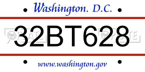 32BT628 District Of Columbia License Plate