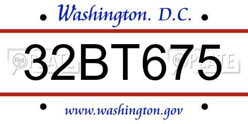 32BT675 District Of Columbia License Plate