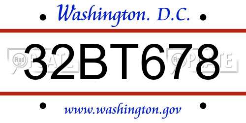 32BT678 District Of Columbia License Plate