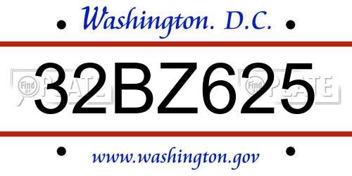 32BZ625 District Of Columbia License Plate