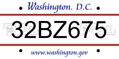 32BZ675 District Of Columbia License Plate