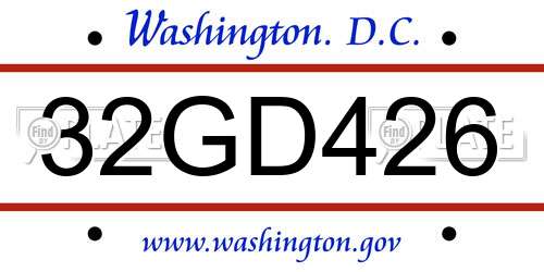 32GD426 District Of Columbia License Plate