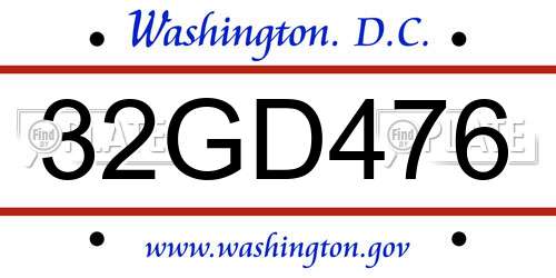 32GD476 District Of Columbia License Plate