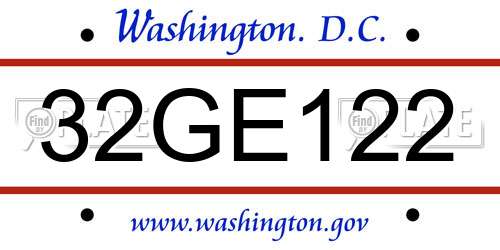 32GE122 District Of Columbia License Plate