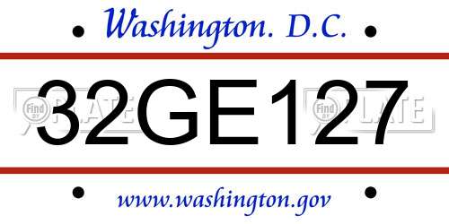 32GE127 District Of Columbia License Plate