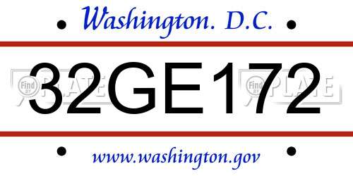 32GE172 District Of Columbia License Plate