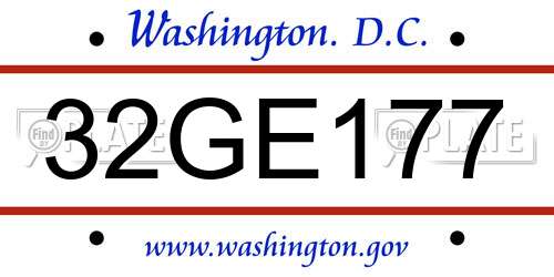 32GE177 District Of Columbia License Plate