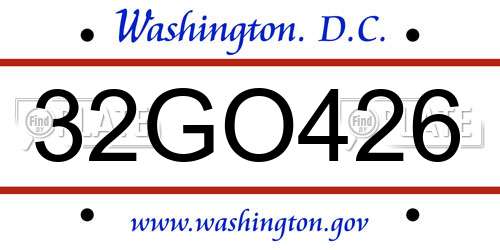 32GO426 District Of Columbia License Plate