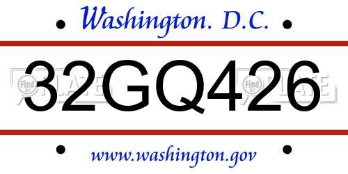 32GQ426 District Of Columbia License Plate