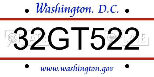 32GT522 District Of Columbia License Plate