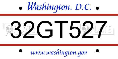32GT527 District Of Columbia License Plate