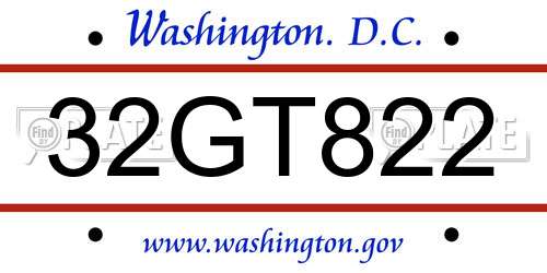 32GT822 District Of Columbia License Plate