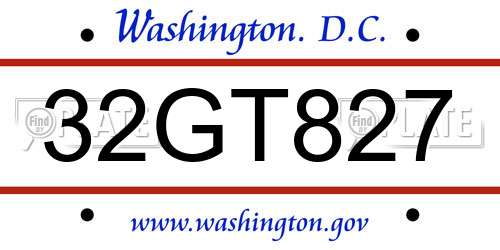 32GT827 District Of Columbia License Plate