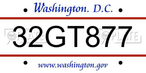 32GT877 District Of Columbia License Plate