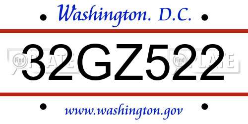 32GZ522 District Of Columbia License Plate