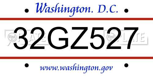 32GZ527 District Of Columbia License Plate