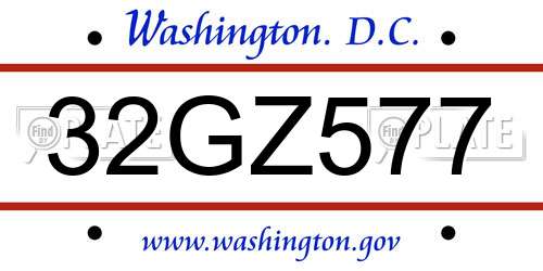 32GZ577 District Of Columbia License Plate