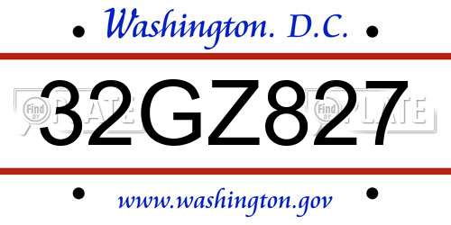 32GZ827 District Of Columbia License Plate